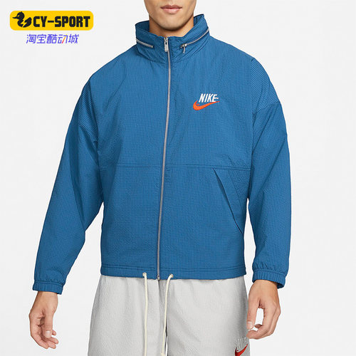 Nike/耐克正品新款男子复古格子运动休闲立领夹克外套 DM5286-407