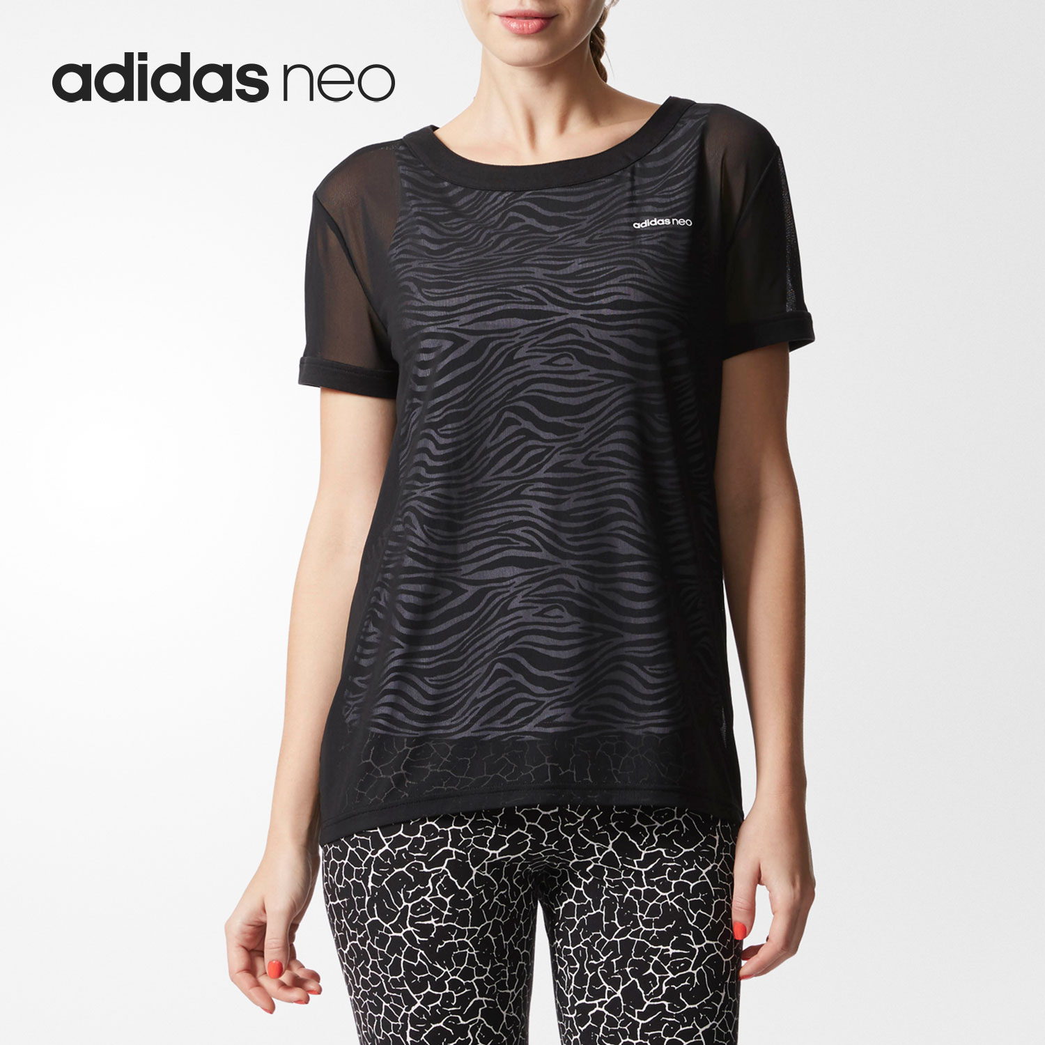 Adidas/阿迪达斯正品 NEO 夏新款运动休闲女子短袖T恤 CD1265