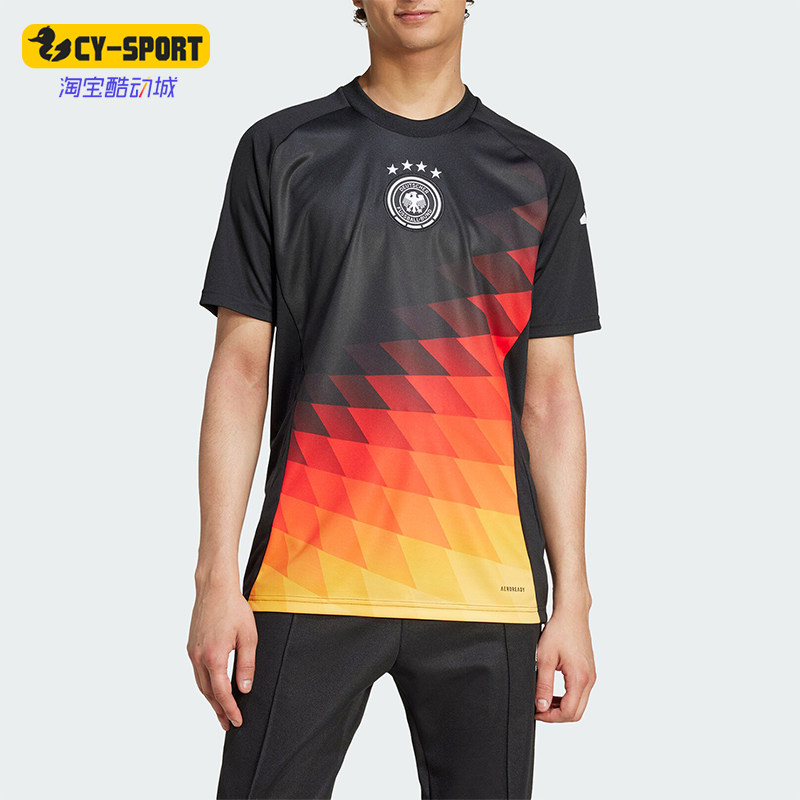 Adidas/阿迪达斯正品德国队男士复古足球训练短袖球衣IW7956
