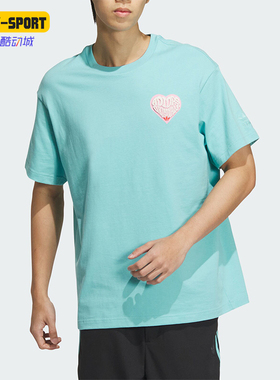 Adidas/阿迪达斯正品三叶草情侣款印花宽松针织短袖T恤JE3471
