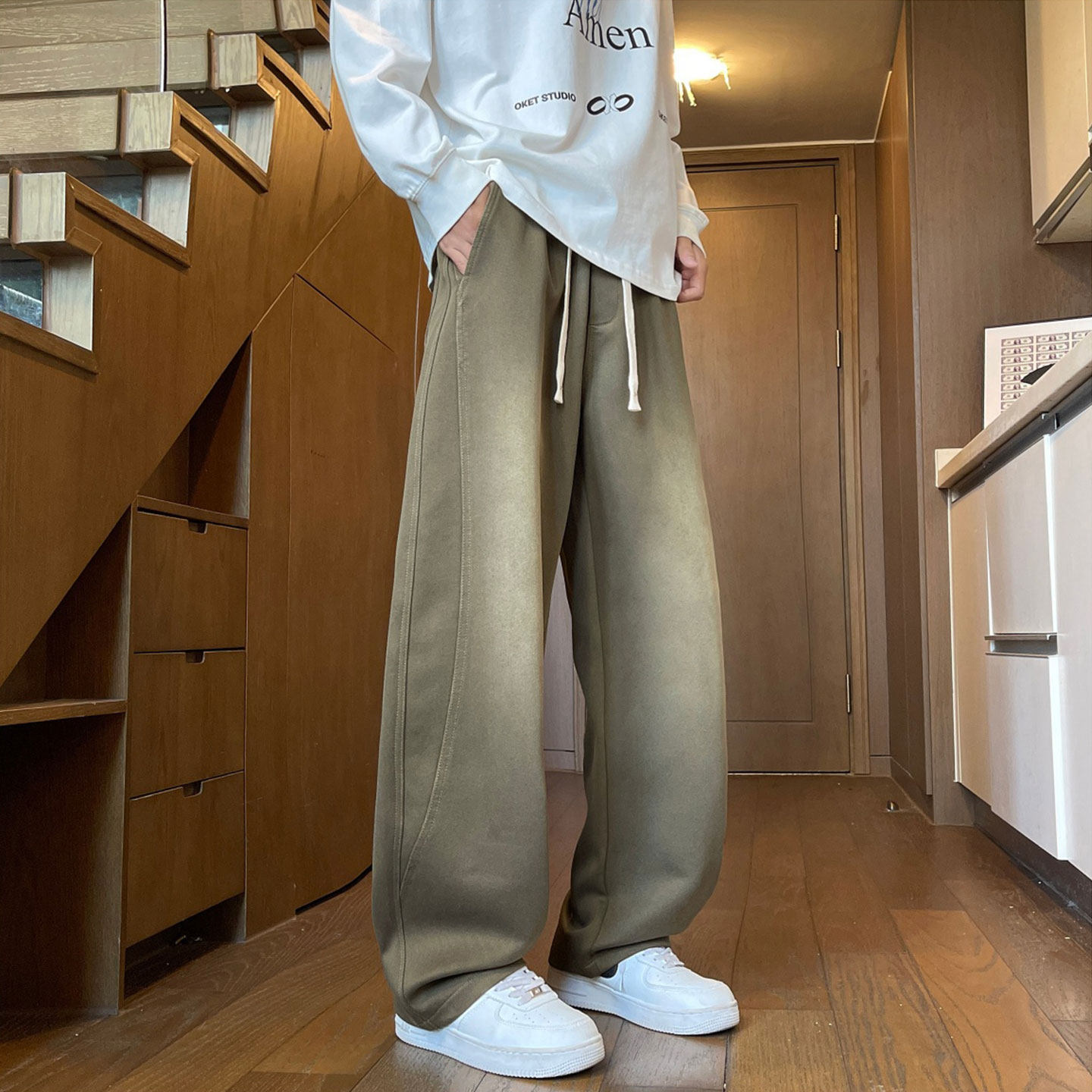 502-2-KZ065-P68现货秋冬新款宽松直筒休闲裤弯刀裤长裤控98，男装休闲裤，星座502-2（原1014A）