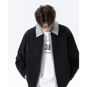 502-2-JK035-P128秋季韩版痞帅假两件双层领设计夹克外套男图片