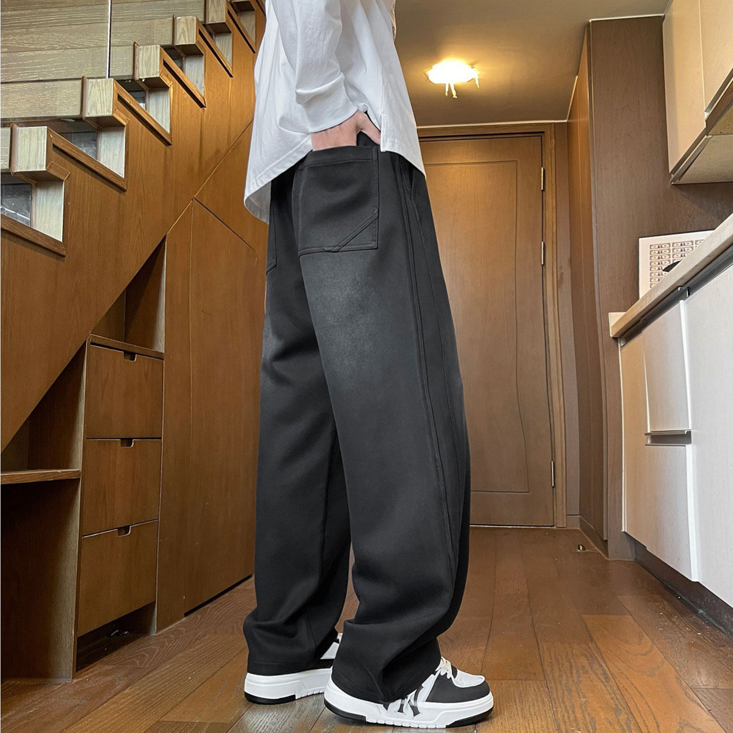 502-2-KZ065-P68现货秋冬新款宽松直筒休闲裤弯刀裤长裤控98，男装休闲裤，星座502-2（原1014A）