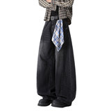 502-KZ061-特P58可拆卸方巾感弯刀牛仔裤宽松显瘦阔腿长裤控88，男装牛仔裤，星座502-2（原1014A）