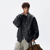 现货502-2-JK032-P128春款翻领PU皮衣男宽松机车风夹克控168，男装夹克，星座502-2（原1014A）