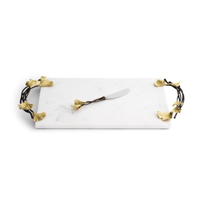 【官方授权】美国Michael Aram金色银杏大号起司盘套装白色摆件礼