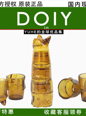 【官方授权】西班牙DOIY猫咪玻璃水杯堆叠套杯客厅餐厅杯子礼物潮