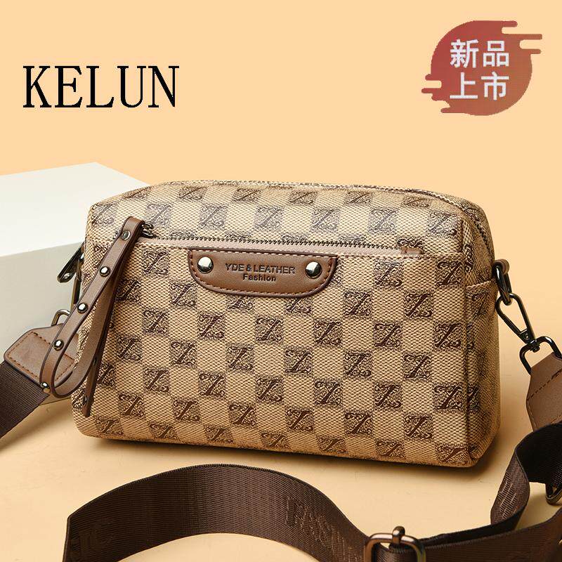 品牌正品真皮小包包女式2025新款高级感洋气宽肩带小众女款斜挎包