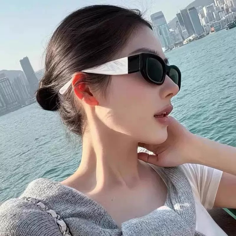 欧美高级感气质黑白拼接熊猫色墨镜女潮圆脸夏季太阳眼镜防紫外线