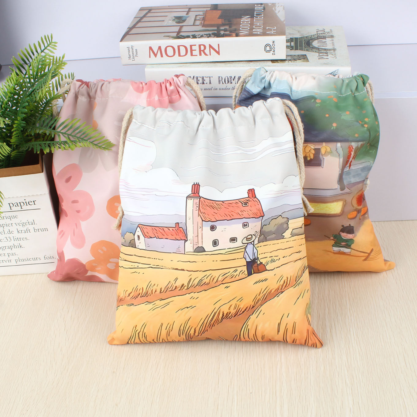 可爱布袋化妆品旅行抽绳束口收纳袋学生杂物幼儿园收纳袋内衣便携