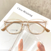 透明茶近视眼镜框女士素颜ins风网红款 可配防蓝光男配有高度数架