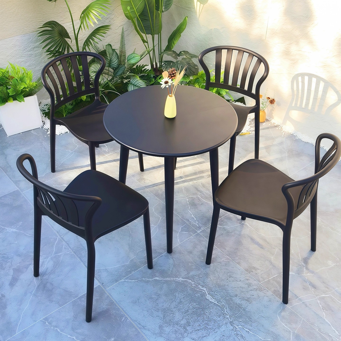 简约碳钢小圆桌椅组合阳台休闲洽谈桌户外奶茶店咖啡厅室外摆餐桌