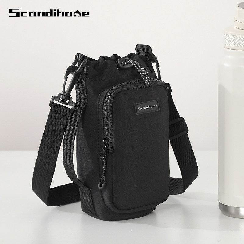 户外旅行水杯袋斜跨保温杯袋子套手提便携水壶包水杯套保护套可背