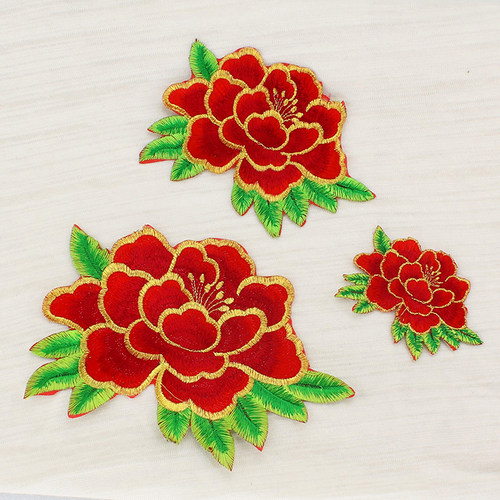 牡丹花刺绣布贴服装古装戏曲民族