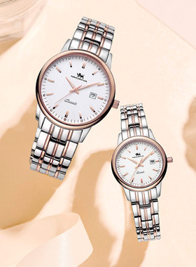 时尚潮流情侣手表石英表真皮防水简约对表一对正品韩版11009钢带