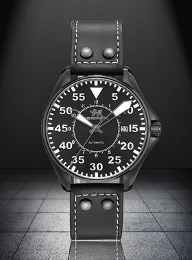 尼诺里拉正品商务双日历全自动机械男士手表钢带表皮带男表11072