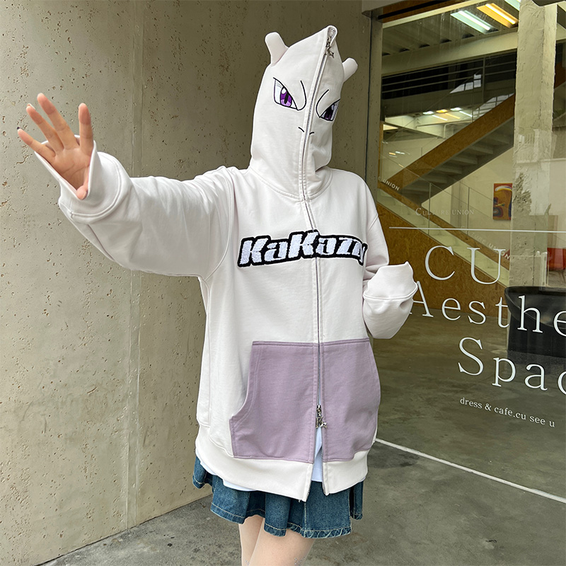 kakazzy秋季上衣超梦oversize全拉链卫衣男美式复古重磅欧美嘻哈