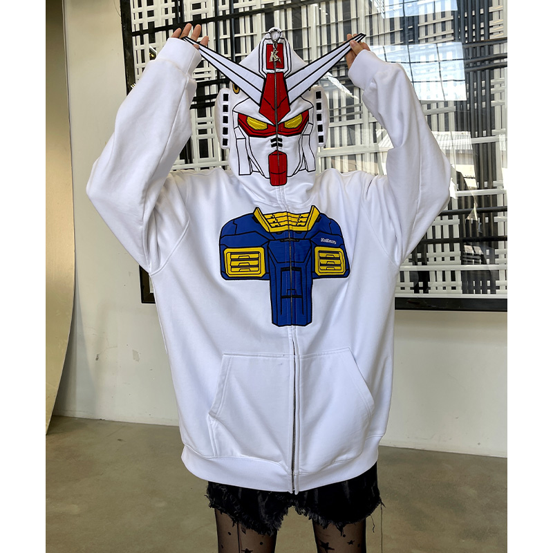 kakazzy美式高街字母印花连帽卫衣男女秋冬嘻哈潮牌嘻哈拉链帽衫