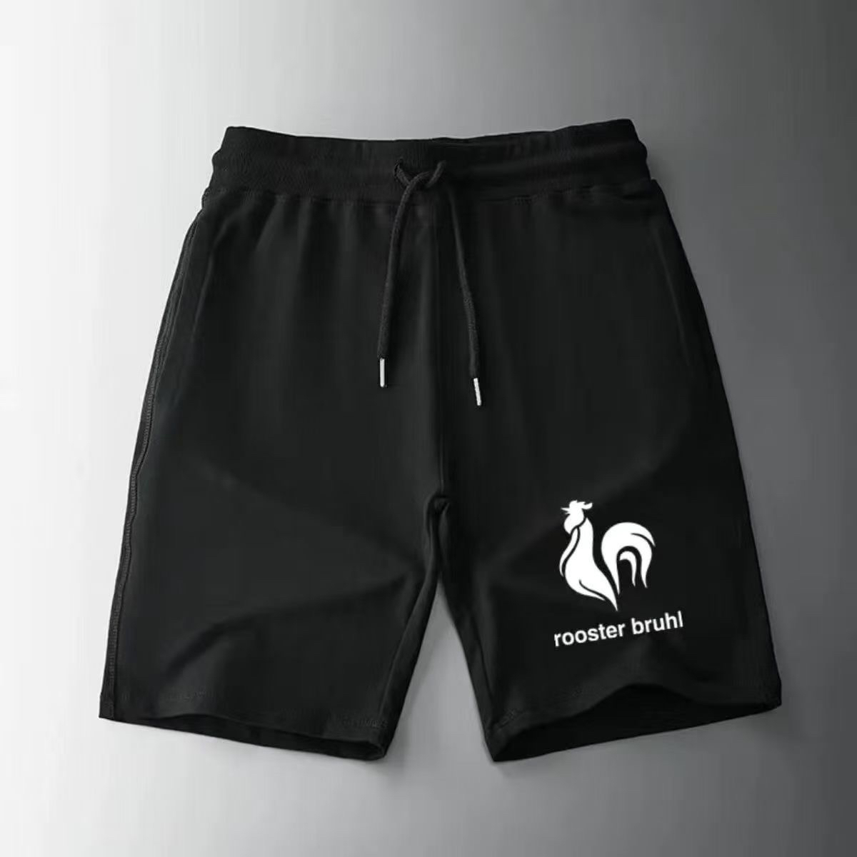 法国公鸡卫裤短裤休闲百搭夏季潮流宽松运动简约印花直筒五分裤子