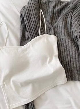 2024春夏新款一字领棉带胸垫二合一基础百搭吊带 23313