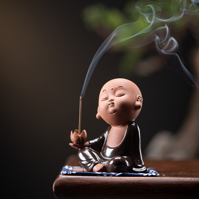 新中式紫砂创意小和尚小香炉