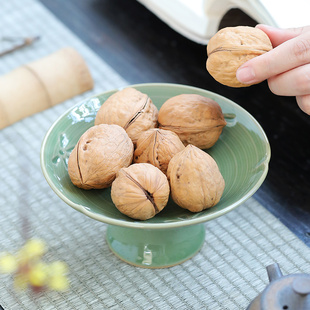 清仓陶瓷高脚果盘茶点盘茶道配件居家茶桌摆件收纳盘