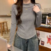 女装 胖mm半高领T恤德绒打底衫 修身 300斤大码 秋冬长袖 内搭保暖上衣