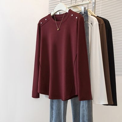 300斤大码女装胖mm德绒新款长袖内搭保暖上衣T恤秋冬显瘦打底衫女