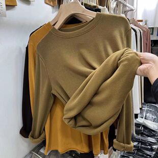 300斤大码女装内搭胖mm磨毛上衣加肥加大遮肚洋气冬季韩版新款潮