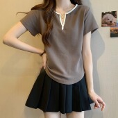 女装 胖mm遮肉夏季 V领新款 300斤大码 减龄正肩短袖 百搭显瘦上衣t恤2