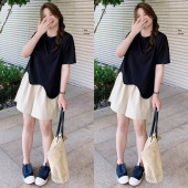 t恤2 胖mm小香风洋气不规则遮肚子显瘦上衣正肩短袖 300斤大码 女装