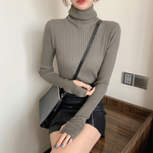 带手套的毛衣袖子加长针织衫女秋冬款打底衣手指洞护手触屏打底衫