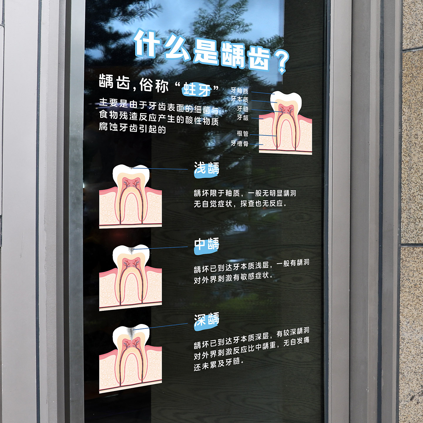 牙科什么是龋齿广告无胶静电贴
