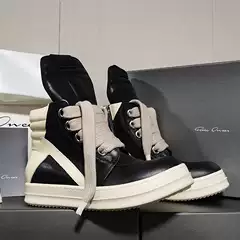 Ro High Top Large Inverted Triangle Shoes Wide Laces Fashion Trendy Short Boots Men's Cowhide Black Stylish Heightening