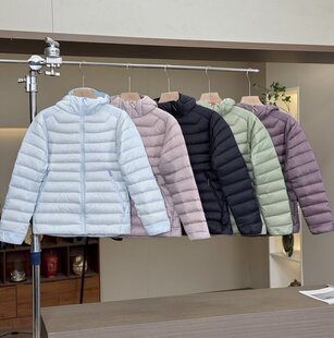 90白鸭绒轻薄连帽羽绒服女短款排骨羽绒服户外防风可压缩便携外套