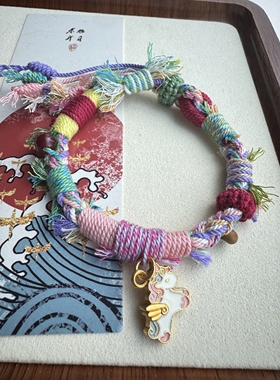 藏式纯手工编织手绳手工制品有烧结痕迹节日礼物女生手链