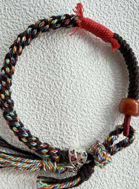 藏式手绳手链粗线手工编织文玩饰品佛珠手串节日礼物一物一拍