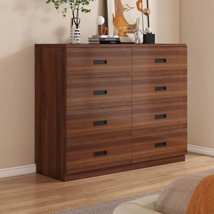 胡桃色实木八斗柜储物首饰柜收纳柜靠墙五斗柜卧室床尾斗柜抽屉柜