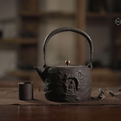 渡和堂铁壶《敦煌印象》铸铁壶吴文山原创金麒麟奖工艺美协