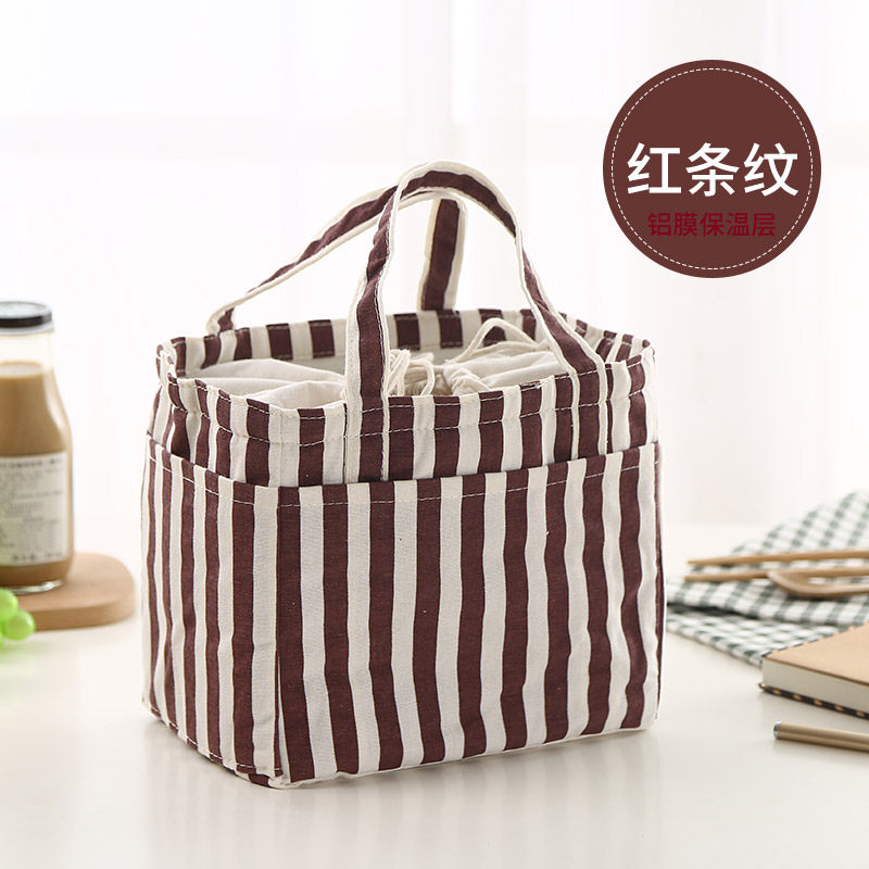 饭盒袋手提袋便当袋小带饭包保温袋圆形大号手提饭盒包便当包防水