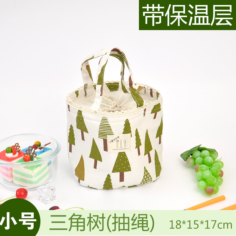 饭盒袋手提袋便当袋小带饭包保温袋圆形大号手提饭盒包便当包防水