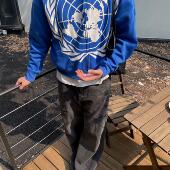 Aew 秋冬联合国创意印花重磅430G连帽宽松加绒拉链情侣卫衣