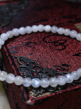 天然蓝月光单圈手链女白月光石水晶手串温柔百搭饰品礼物