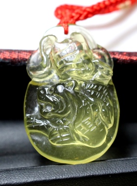 天然黄水晶十二生肖属相吊坠女本命年项链男属虎猪护身符挂件饰品