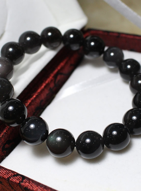天然黑曜石手链招财转运水晶散珠情侣男女款珠子单圈礼物2025招财