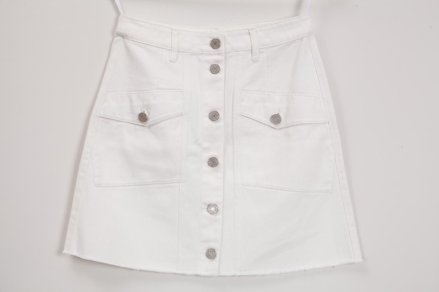 朵以专柜正品2020年春装单排扣牛仔裙A字高腰半身裙女34DC628080