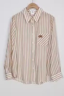 衬衫 翻领单排扣条纹宽松休闲长袖 上衣38dq131108 新款 朵以2023秋装