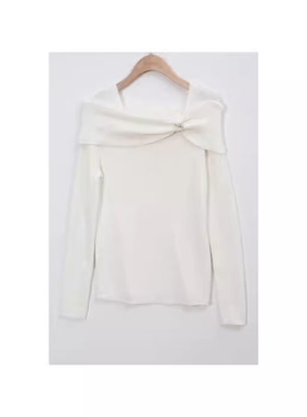 duoyi朵以2024春季新款气质一字领洋气减龄女套头毛衣39dc549079