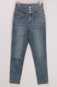 duoyi/2022朵以春季新款高腰显瘦修身长裤牛仔裤37DC227070