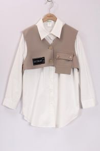 宽松两件套纯色衬衣37DC118033原379 时尚 duoyi2022专柜春装 新款